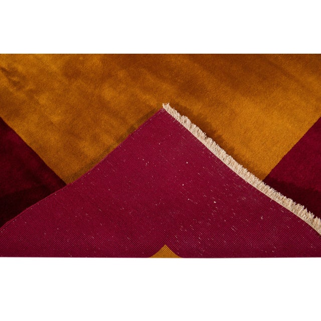 Antique Godenrod Art Deco Chinese Wool Rug 8 Ft 8 in X 11 Ft 5 In. For Sale In New York - Image 6 of 13