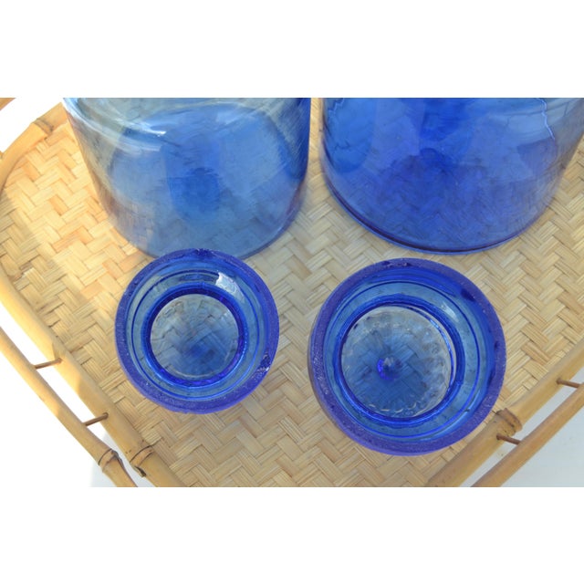 Mid 20th Century Takahashi Hand Blown Cobalt Blue Glass Apothecary Jars With Lids- Set of 3 For Sale - Image 11 of 11
