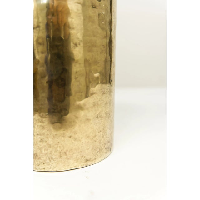 Hammered Brass Tall Cylindrical Vase Made in India For Sale - Image 4 of 6