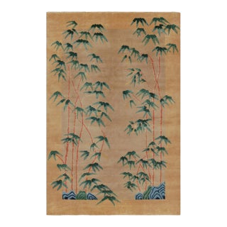 Rug & Kilim’s Chinese Art Deco Nichols Style Rug With Floral Patterns For Sale