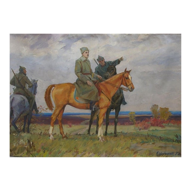 October Revolution Oil Painting on Canvas, Socialist Realism, 1972 104-145 For Sale