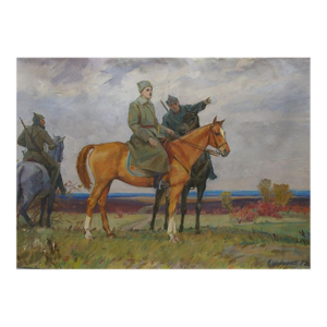 October Revolution Oil Painting on Canvas, Socialist Realism, 1972 104-145