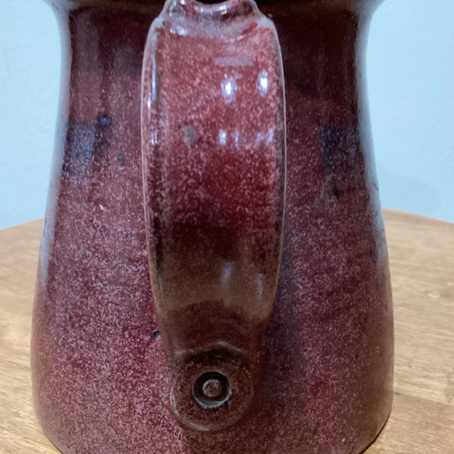 Mid 20th Century Vintage Original Zappa Burgundy Glazed Earthenware Pitcher Art Pottery Montrose, Colorado For Sale - Image 10 of 12
