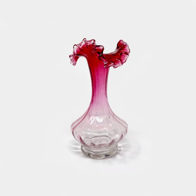 Victorian Antique Victorian Cranberry Glass Jack in the Pulpit Vase For Sale - Image 3 of 6