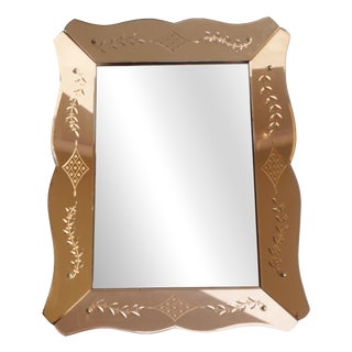 Vintage Pink Venetian Rectangular Mirror, 1950s For Sale