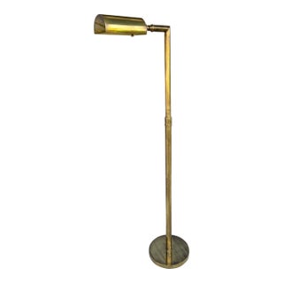 Midcentury Modern Style Solid Brass Adjustable Reading Floor Lamp For Sale
