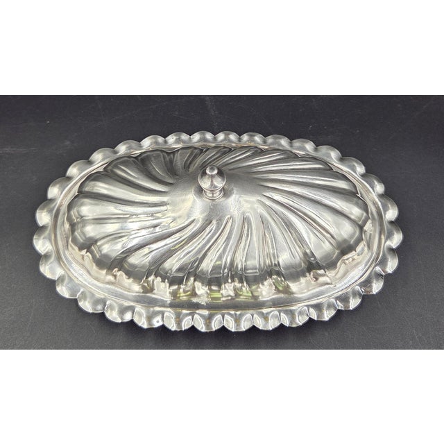 Mid 20th Century Sheffield Victorian Style Silver Plated Spiral Covered Butter Dish W/ Glass Insert For Sale - Image 12 of 18