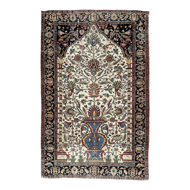 Antique Persian Ferahan Sarouk Blooming Tree of Life Rug, 4.1 x 6.4 For Sale