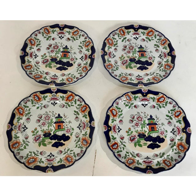 England New Stone Imari Peking Cabinet Plates a Set of Four9" For Sale - Image 13 of 13
