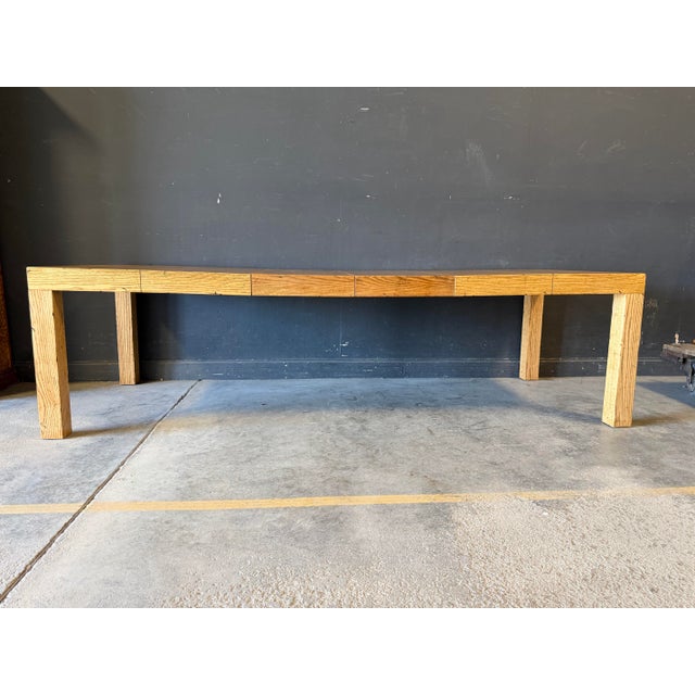Wood Vintage Postmodern Solid White Oak Parsons Dining Table For Sale - Image 7 of 12