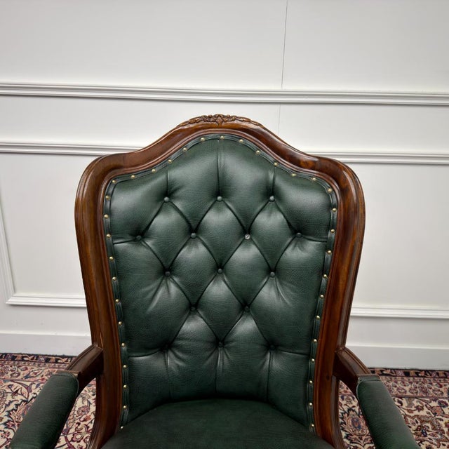 Chesterfield Office Chair in Green Leather For Sale - Image 5 of 10