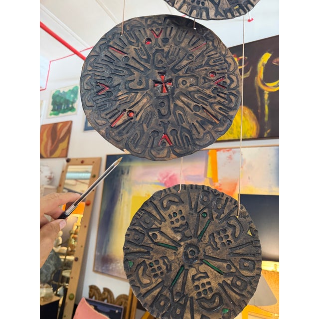 Large - Mid-Century Modern Signed Pottery Hanging Wind Chime For Sale - Image 11 of 12
