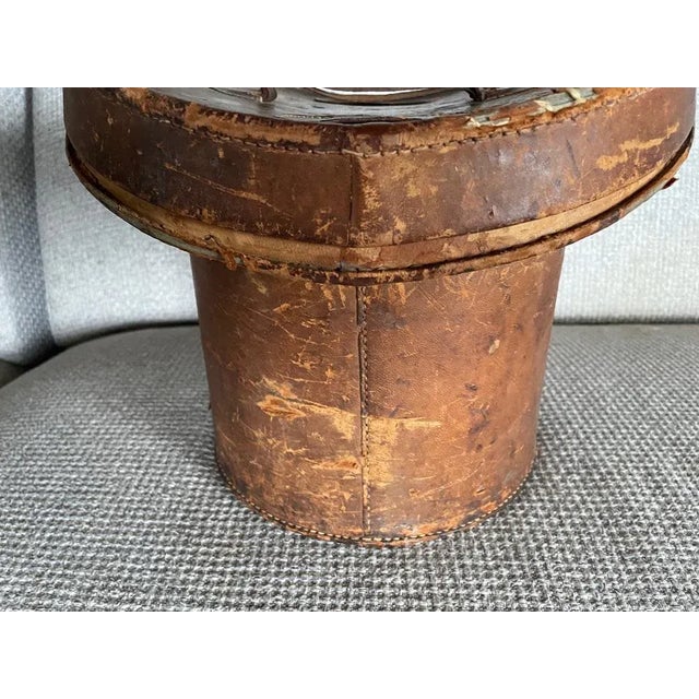 Brown Leather Hat Box For Sale - Image 5 of 10