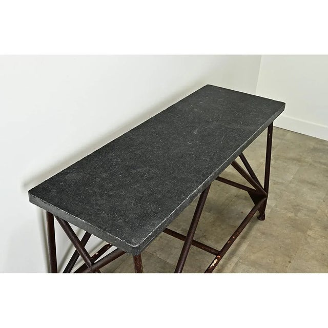 Brown Dutch Belgian Bluestone & Iron Console For Sale - Image 8 of 12