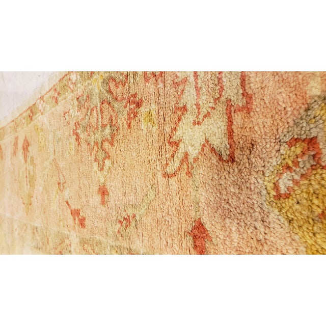 Early 20th Century Antique Oushak Carpet, Oriental Rug, Handmade Ivory, Muted Shrimp, Soft Coral For Sale - Image 5 of 14