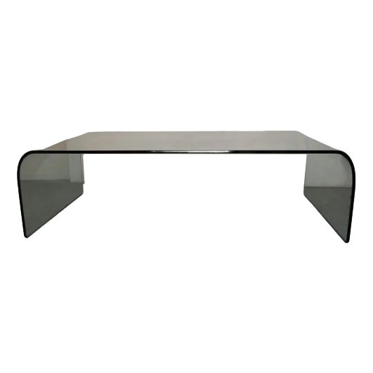 Vintage Curved Crystal Coffee Table from Fiam Italia, Italy, 1970s For Sale