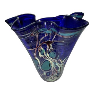 1990s American Studio Glass Handkerchief Vase For Sale