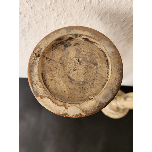 Antique Country House Shabby Chic Wooden Candleholders for Pillar Candles, France, 1950s For Sale - Image 12 of 18