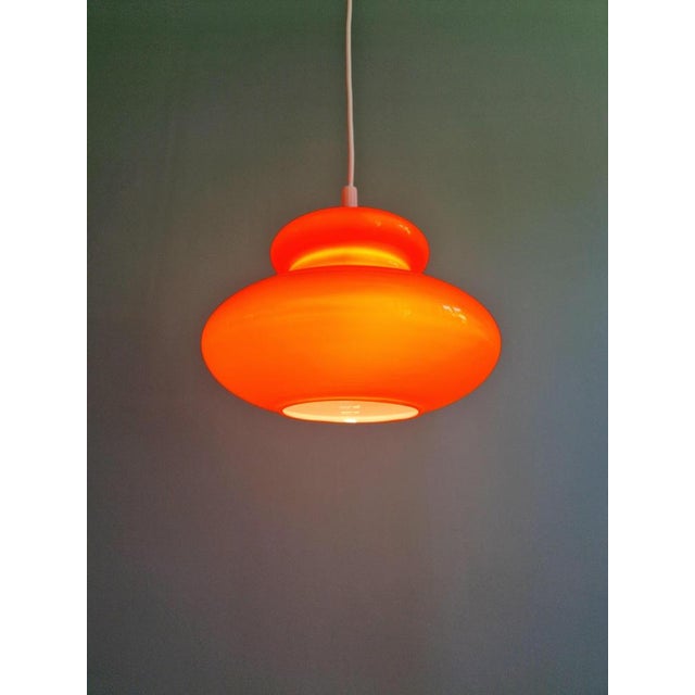 Space Age Pendant Light in Orange Opaline Glass, 1970s For Sale - Image 10 of 12