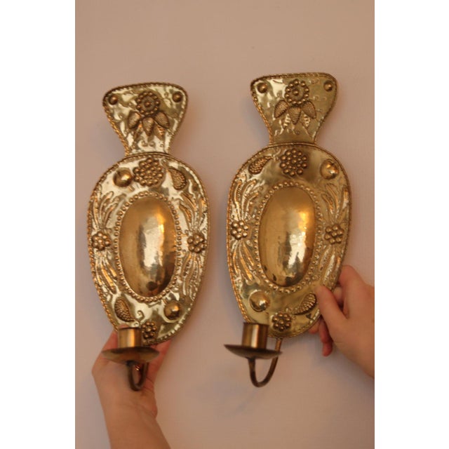 Mid-Century Modern Swedish Sconces in Brass, Set of 2 For Sale - Image 6 of 12