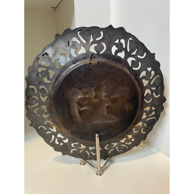 Vintage Egyptian Brass and Copper Metalworks Plate With Pharaoh and Queen For Sale - Image 10 of 11