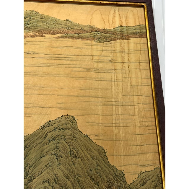 Large Chinese Paintings on Rice Paper Mounted on Wood - A Pair For Sale - Image 9 of 13