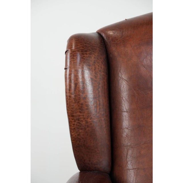 Vintage Wing Chair in Sheepskin Leather For Sale - Image 13 of 17