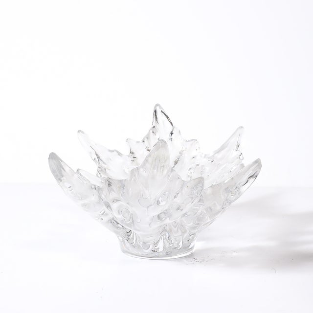 Off-white Mid-Century Modernist Crystal "Champs Élysées" Centerpiece Bowl Signed Lalique For Sale - Image 8 of 18