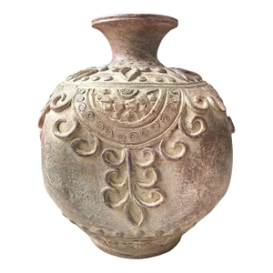 Large Ornate, Hand-Decorated Thai Ceramic Vase