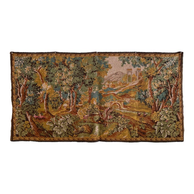 French Verdure Mid-20th C Reproduction Tapestry Wall Hanging For Sale