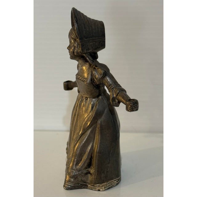 Victorian Antique 1800s Pewter Little Match Girl Candle Snuffer Hans Christian Andersen For Sale - Image 3 of 12
