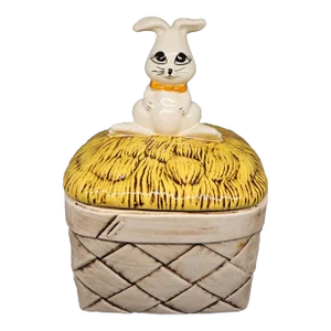 Vintage Bunny Rabbit Easter/Spring Trinket Canister