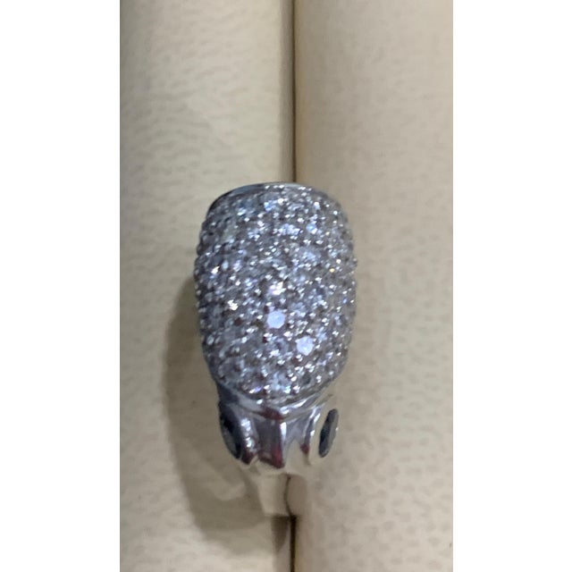 Approximately 1.25 Ct Diamond Animal Cocktail Ring With Sapphire Eyes In 14 Karat White Gold Round Brilliant cut diamond...