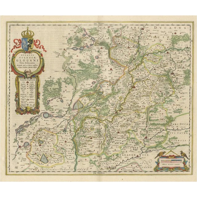 Antique Map of Silesia Centered on Glogau For Sale