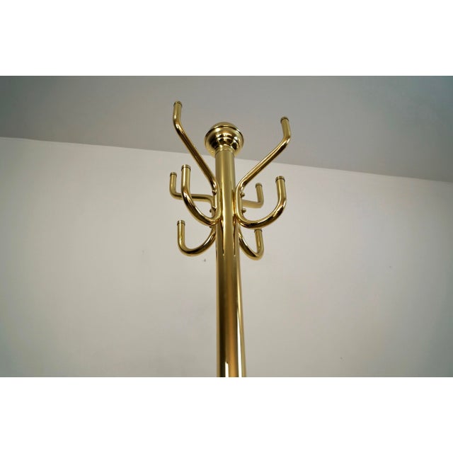 Metal 1980’s Hollywood Regency Brass Free Standing Coat Rack For Sale - Image 7 of 12