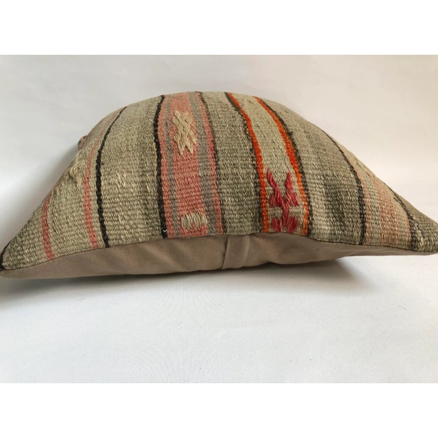 Vintage Turkish Striped Design Kilim Pillow For Sale - Image 4 of 6