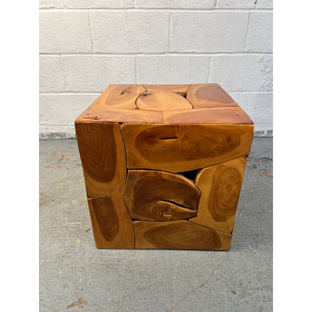 Contemporary Contemporary Teak Slice End Table For Sale - Image 3 of 11