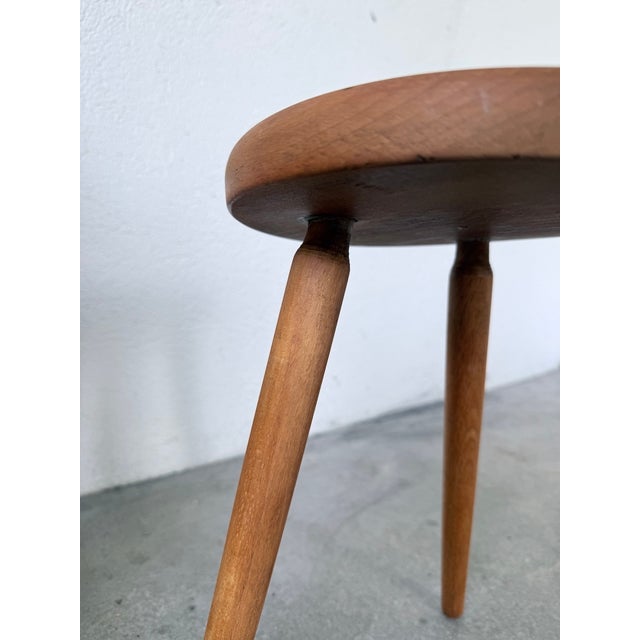 Golden Oak Tripod Stool, 1960s For Sale - Image 11 of 15
