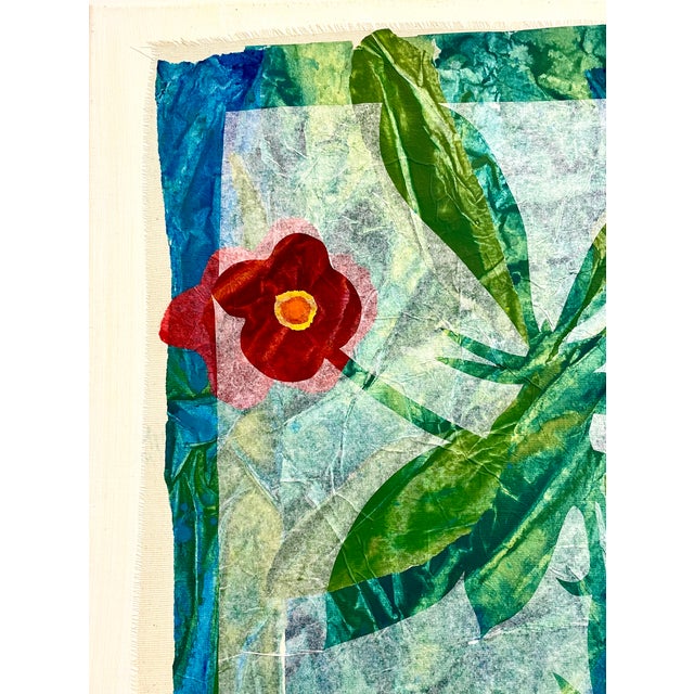 The pieces of the collage are made out of very thin tissue papers which create contrasts and color veils. The work creates...