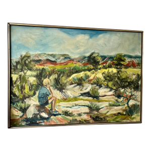 1990s Scarborough Acrylic on Canvas Painting of a Boy in the Country