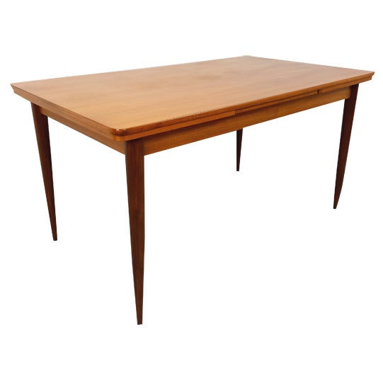 Vintage Scandinavian Style Rectangular Dining Table in Teak with Extensions, 1960s For Sale