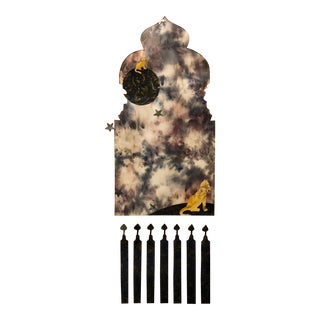 Paloma Picasso, Original Paloma Picasso Vintage Paper and Foil Collage Painting Cat Abstract Mod For Sale