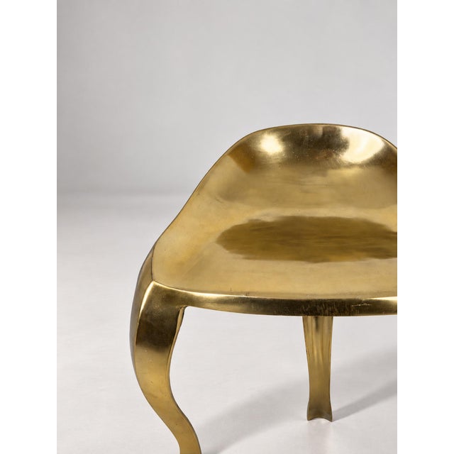 1970s Hollywood Regency Style Sculptural Brass Stool, 1970s, Set of 2 For Sale - Image 5 of 6