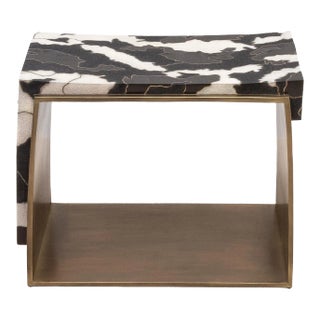 Stool With Shagreen and Shell Pattern With Bronze Patina Brass by R&y Augousti For Sale