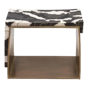 Stool With Shagreen and Shell Pattern With Bronze Patina Brass by R&y Augousti