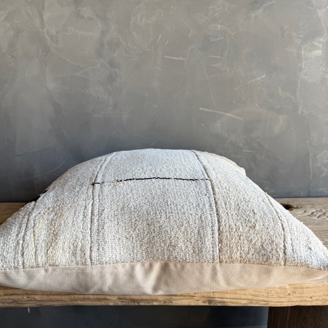 Textile Vintage Turkish Hemp Rug Pillow 22" X 22" With Down Insert For Sale - Image 7 of 8