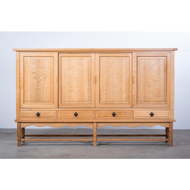 Brutalist Oak Sideboard attributed to Henning Kjærnulf, Denmark, 1960s For Sale - Image 13 of 18