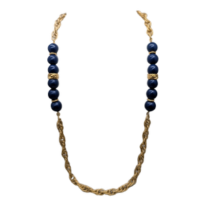 Vintage Signed Givenchy Navy Sautoir Necklace, 1977