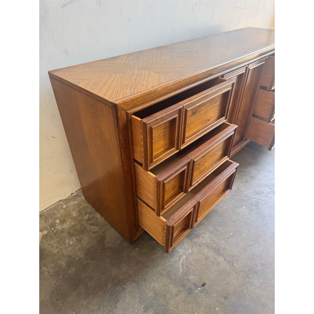 Wood Vintage Mid Century Oak Dresser - Stylish Brutalist Lowboy 1960s For Sale - Image 7 of 10