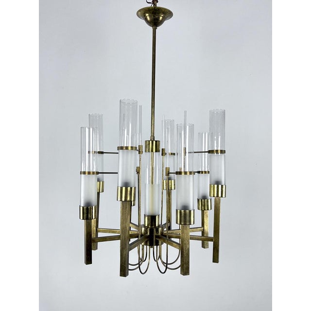 8-Arm Brass and Glass Tube Chandelier from Sciolari, Italy, 1960s For Sale - Image 14 of 14